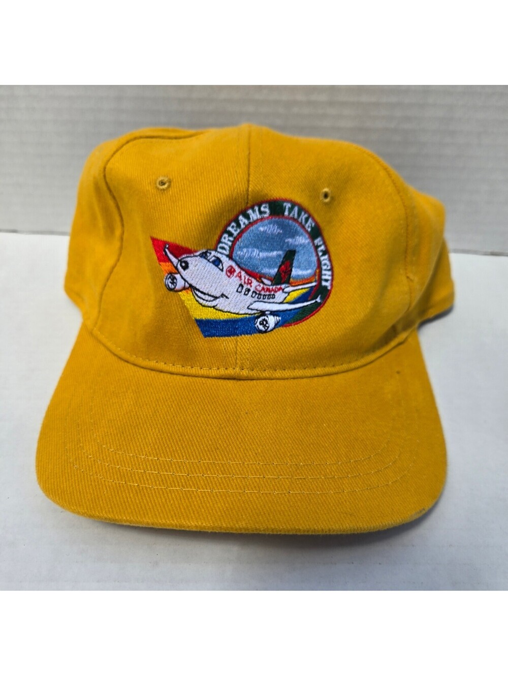 Vintage Air Canada Dreams Take Flight Yellow Embroidered Aviation Baseball Cap